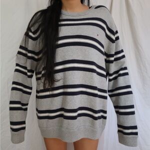 Vintage Tommy Hilfiger Striped Gray Sweater